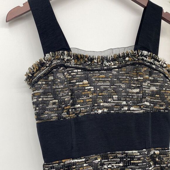 Aysha Tweed Sleeveless Dressy Mini Dress Metallic Weave Black Multi Size 2 - Picture 3 of 16